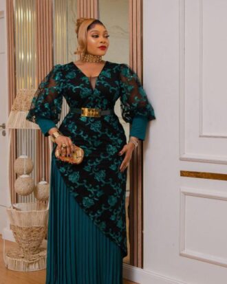 Emerald Essence Nigerian Luxury Evening Gown